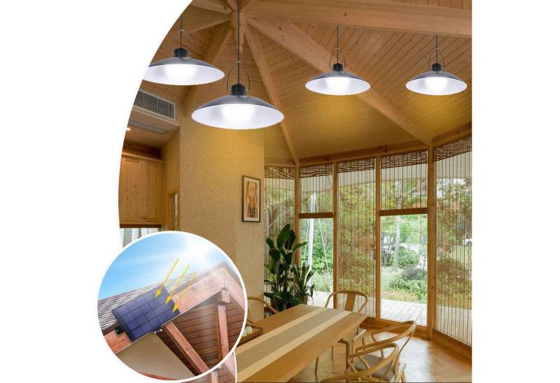 MUPOO LED Solarleuchte Solar Hängelampen 1/2/3/4 Kopf Solarlampen,3.2m Kabel, Weiß, Außen Deckenleuchte,Garten Balkon Terrassen,Garage Veranda Vordertür von MUPOO