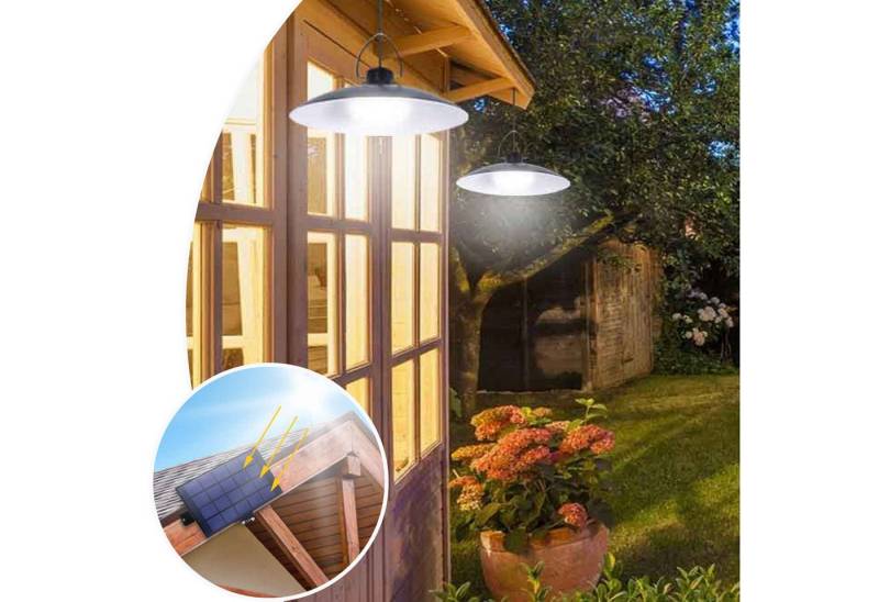 MUPOO LED Solarleuchte Solar Hängelampen 1/2/3/4 Kopf Solarlampen,3.2m Kabel, Weiß, Außen Deckenleuchte,Garten Balkon Terrassen,Garage Veranda Vordertür von MUPOO