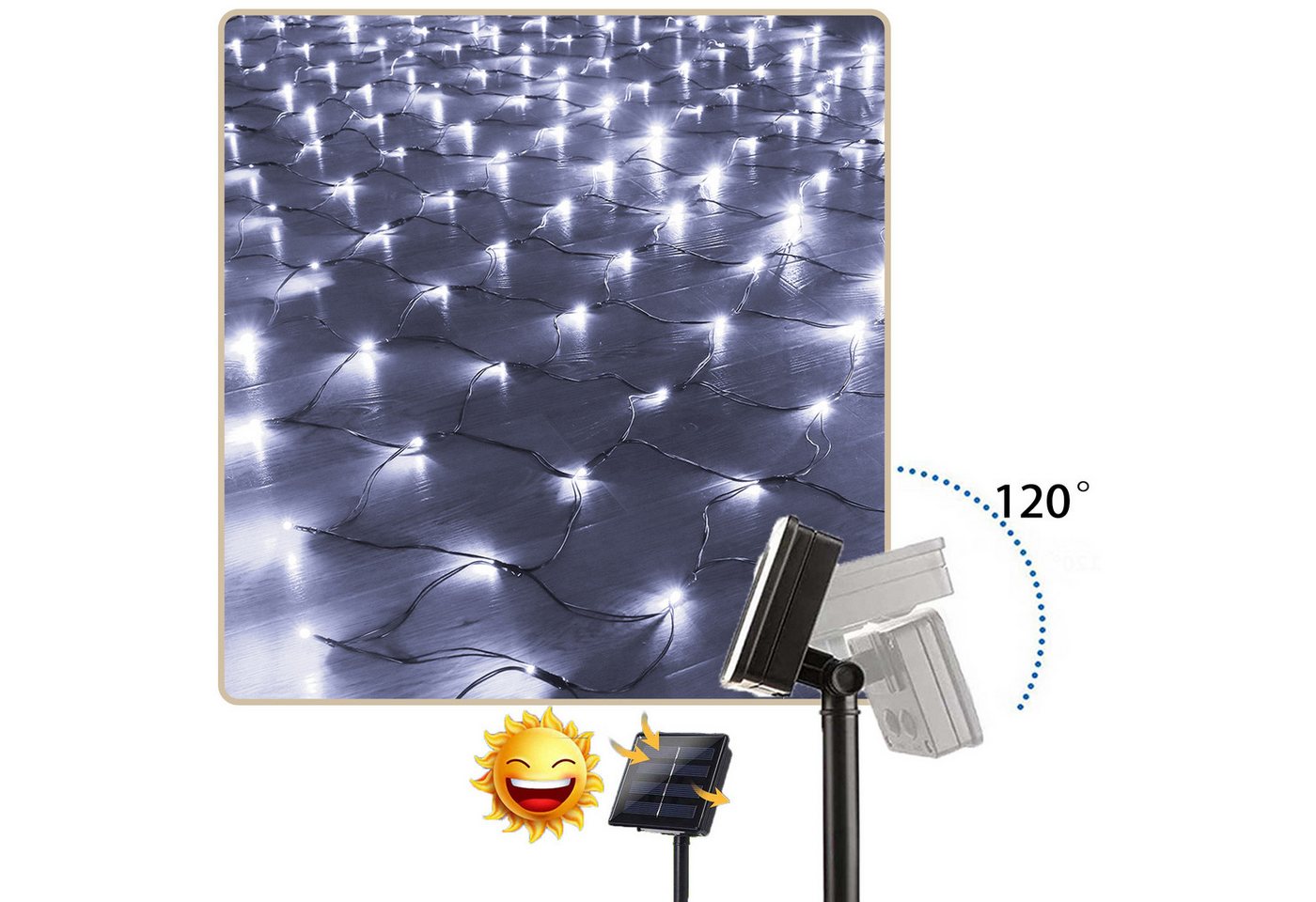 MUPOO LED Solarleuchte Solar-Lichternetz, LED Lichterkette 8 Modi, Wasserdicht, 1.5 M x 1.5 M, 100 LEDs, 100 LEDs/204 LEDs für Garten, Terrasse, Außenbereich MUPOO LED Solarleuchte Solar-Lichternetz, LED Lichterkette 8 Modi, Wasserdicht, 1.5 M x 1.5 M, 100 LEDs, 100 LEDs/204 LEDs für Garten, Terrasse, Außenbereich von MUPOO