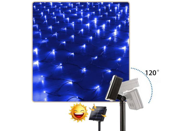 MUPOO LED Solarleuchte Solar-Lichternetz, LED Lichterkette 8 Modi, Wasserdicht, 1.5 M x 1.5 M, 100 LEDs, 100 LEDs/204 LEDs für Garten, Terrasse, Außenbereich von MUPOO