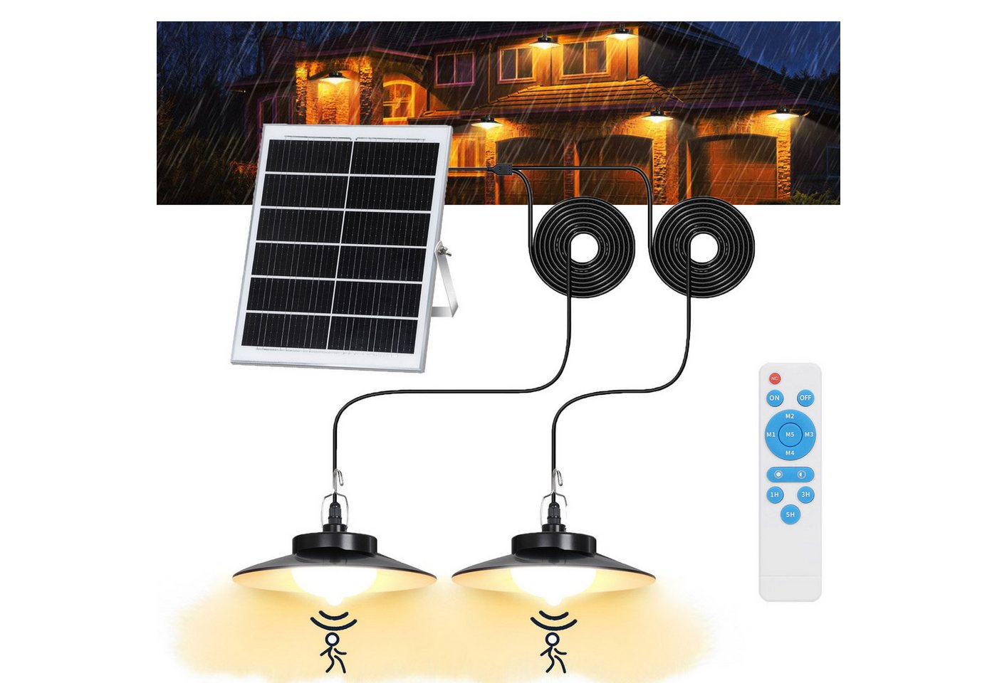 MUPOO LED Solarleuchte Solar-Pendelleuchte mit 5 Modi, Fernbedienung, 5M Verlängerungskabel, 2 Kopf, 1/2/3/4 Kopf, Solar-Außenlicht Geteiltes Design MUPOO LED Solarleuchte Solar-Pendelleuchte mit 5 Modi, Fernbedienung, 5M Verlängerungskabel, 2 Kopf, 1/2/3/4 Kopf, Solar-Außenlicht Geteiltes Design von MUPOO