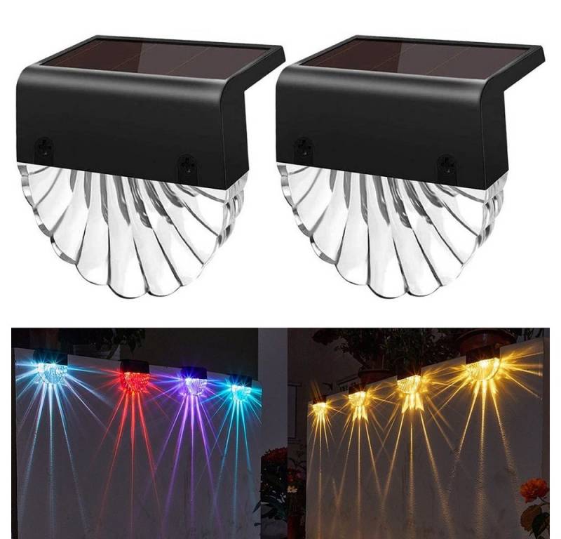 MUPOO LED Solarleuchte Solar Stufenleuchten,Solar Treppenbeleuchtung 2/4/6 Stück,Wasserdicht, Warmweiß + RGB, LED fest integriert, Solar Treppenlicht für Gehweg, Treppe, Weg von MUPOO