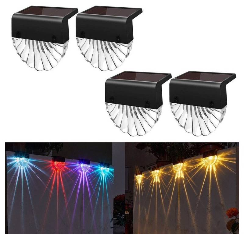 MUPOO LED Solarleuchte Solar Stufenleuchten,Solar Treppenbeleuchtung 2/4/6 Stück,Wasserdicht, Warmweiß + RGB, LED fest integriert, Solar Treppenlicht für Gehweg, Treppe, Weg von MUPOO