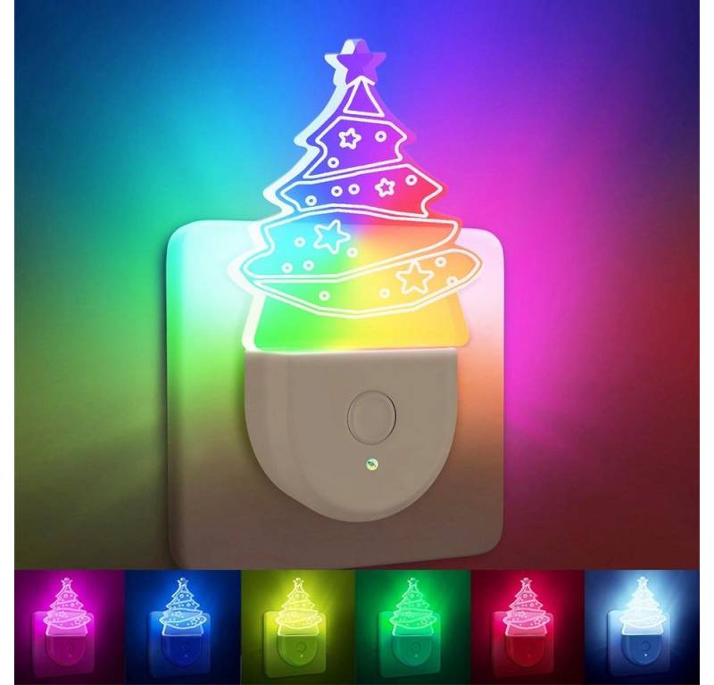 MUPOO LED Steckdosenleuchte LED-Nachtlicht Plug-in RGB Weihnachtsbaum LED Fest Integriert Acryl, Dämmerungssensor, LED Nachttischlampe Weihnachtsgeschenk für Kinder&Alte Leute von MUPOO