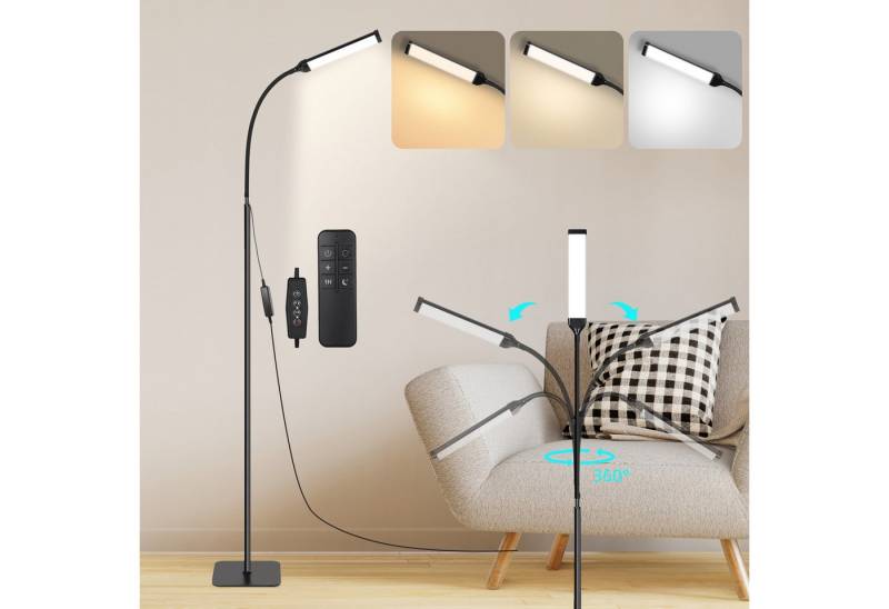 MUPOO LED Stehlampe 120 LED Standleuchten mit Fernbedienung,Schlanke LED Leselampe Stehend, Helligkeit und Farbtemperatur Einstellbar,Höhenverstellbare von MUPOO