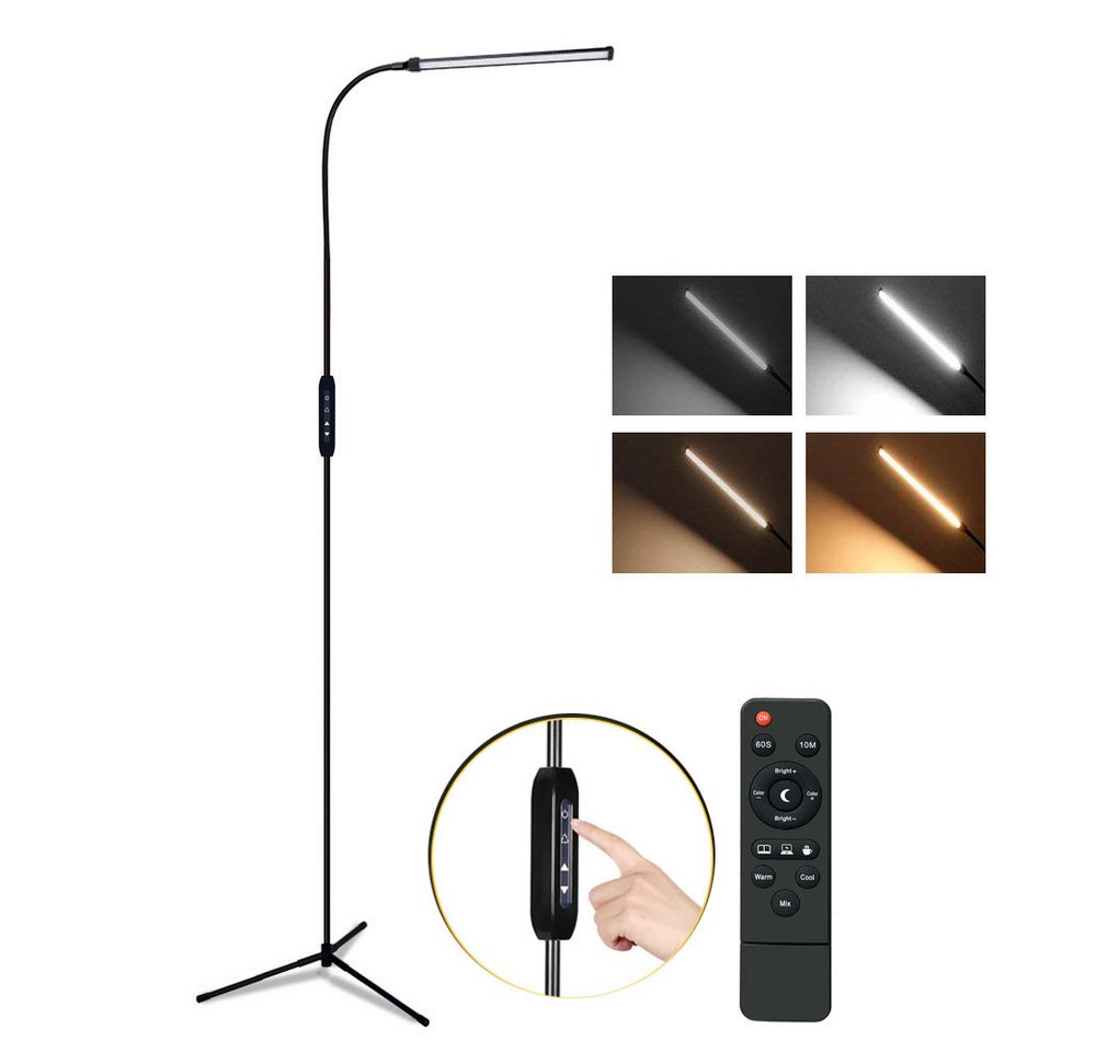 MUPOO LED Stehlampe Dimmbare LED Stehleuchte,LED Stehlampe,Moderne Leselampe, Verstellbarer Schwanenhals von MUPOO