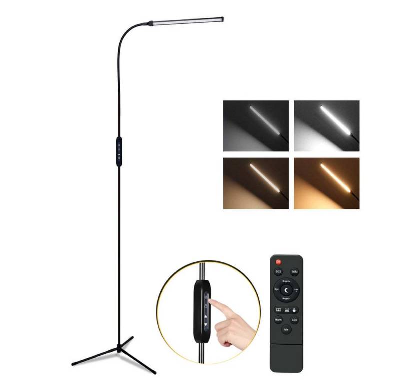 MUPOO LED Stehlampe Dimmbare LED Stehleuchte,LED Stehlampe,Moderne Leselampe, Verstellbarer Schwanenhals von MUPOO