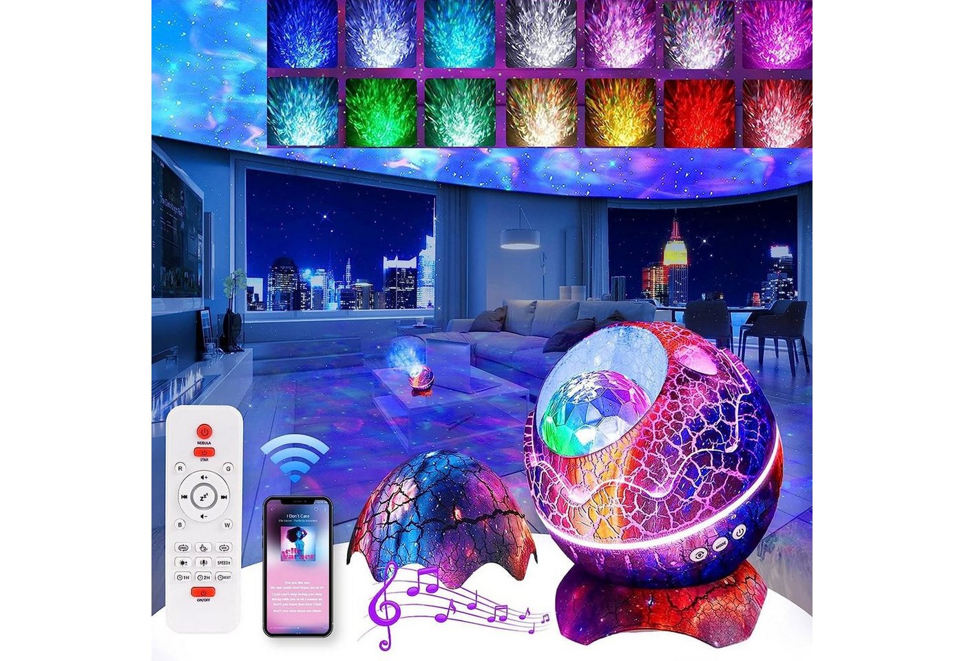 MUPOO LED-Sternenhimmel Dinosaurier-Ei LED Nachtlicht Projektor Ostern Galaxie Beamer, Fernbedienung & Bluetooth, Galaxie Projektor Musikplayer,Projektionsfläche:20-80M² MUPOO LED-Sternenhimmel Dinosaurier-Ei LED Nachtlicht Projektor Ostern Galaxie Beamer, Fernbedienung & Bluetooth, Galaxie Projektor Musikplayer,Projektionsfläche:20-80M² von MUPOO