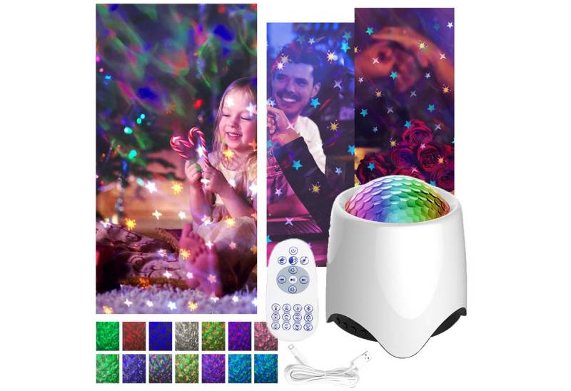 MUPOO LED-Sternenhimmel Sternenprojektor Bluetooth Galaxie-Projektor Nachtlicht Star Projector, USB, mit Fernbedienung&Timer,Rhythmus,mit 8 weiße Geräusche von MUPOO