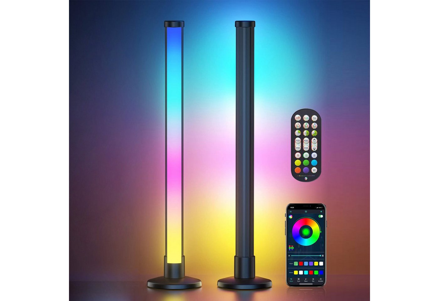 MUPOO LED-Streifen 2er-Pack Smarte LED-Lichtleiste 180° RGB,Bluetooth,8 Szenen, Musik-Sync TV-Hintergrundbeleuchtung & Raumdekoration MUPOO LED-Streifen 2er-Pack Smarte LED-Lichtleiste 180° RGB,Bluetooth,8 Szenen, Musik-Sync TV-Hintergrundbeleuchtung & Raumdekoration von MUPOO