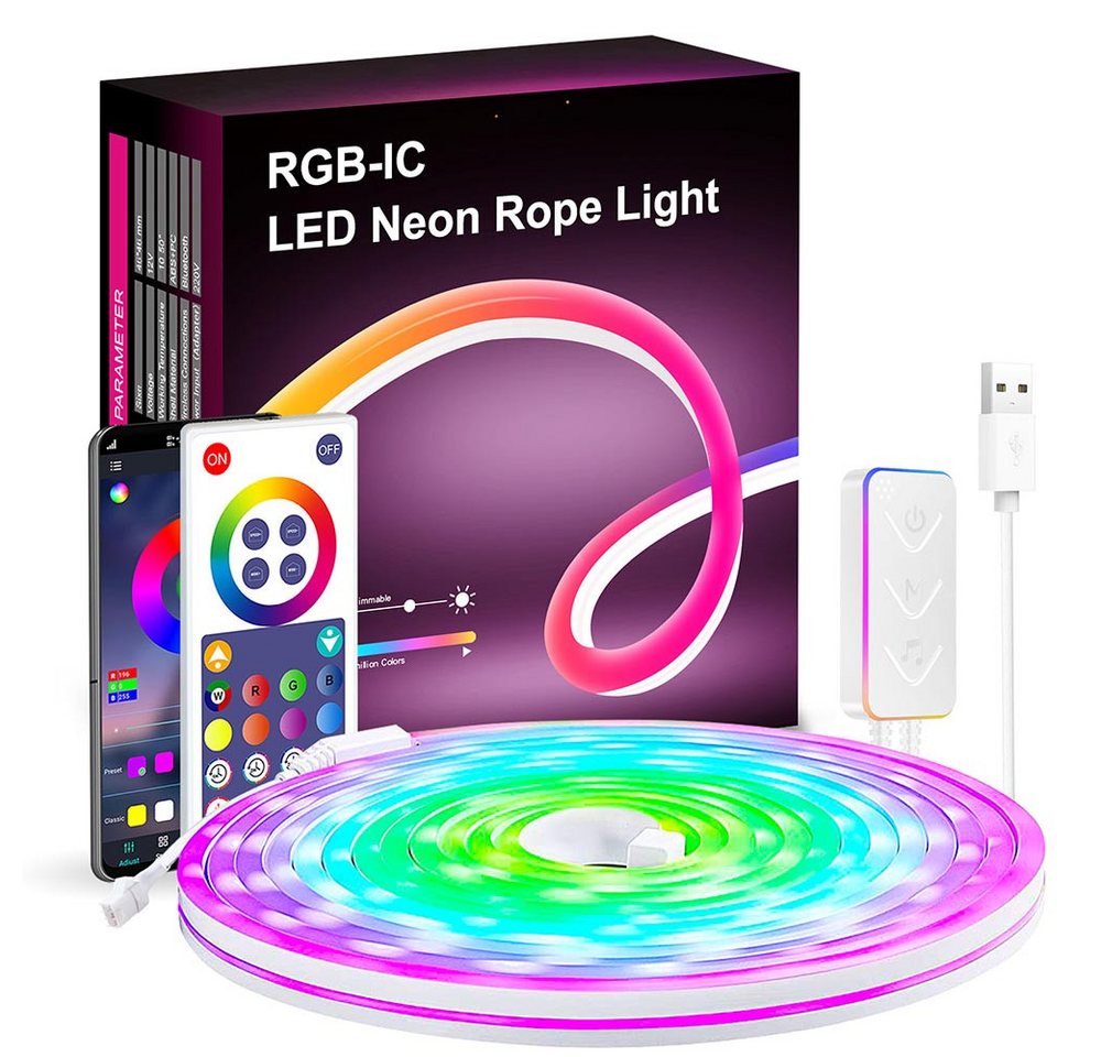 MUPOO LED Stripe Neon LED Strip,Neon LED Streifen mit Alexa Google Assistant-Steuerung, IP67 Wasserdicht, DIY, funktioniert mit Alexa und Google Assistant von MUPOO
