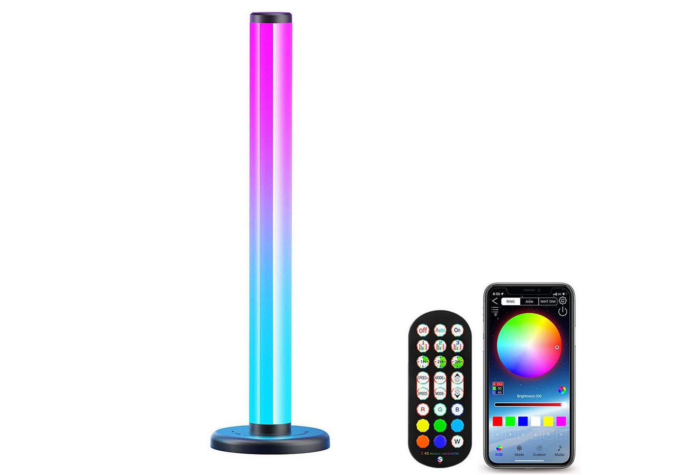 MUPOO LED Stripe Smart LED-Lichtleiste 360°RGB, Bluetooth, Timer, APP mit Fernbedienung, 1-flammig, TV-Hintergrundbeleuchtung 8 Modi & Sync Musik von MUPOO