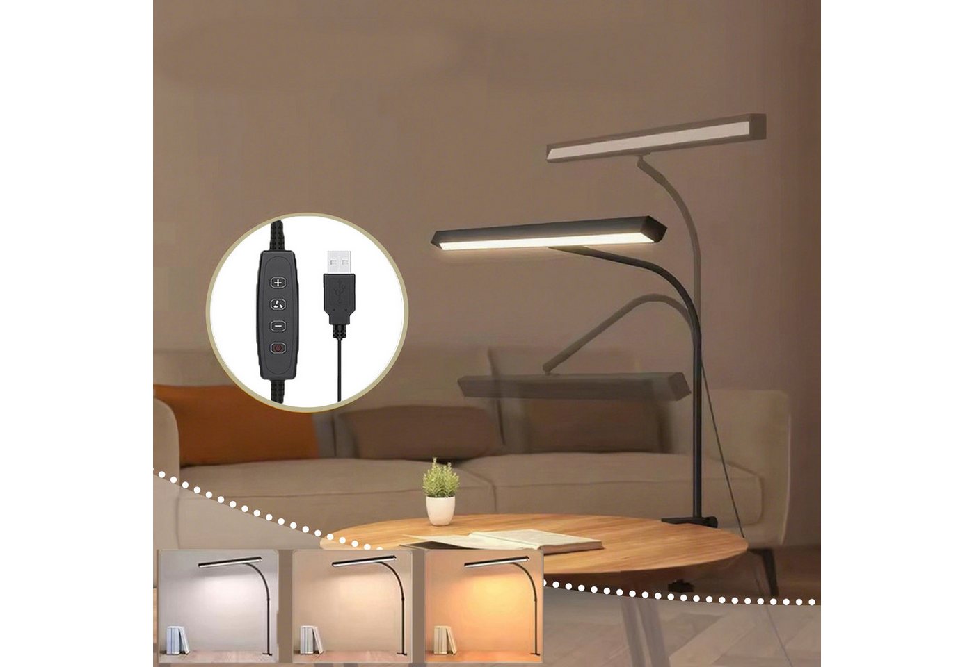 MUPOO LED Tischleuchte Schreibtischlampe USB 40cm Ultrabreite Klemmtischleuchte, Dimmbar,USB, LED fest integriert, Schwarz Schwanenhals MUPOO LED Tischleuchte Schreibtischlampe USB 40cm Ultrabreite Klemmtischleuchte, Dimmbar,USB, LED fest integriert, Schwarz Schwanenhals von MUPOO