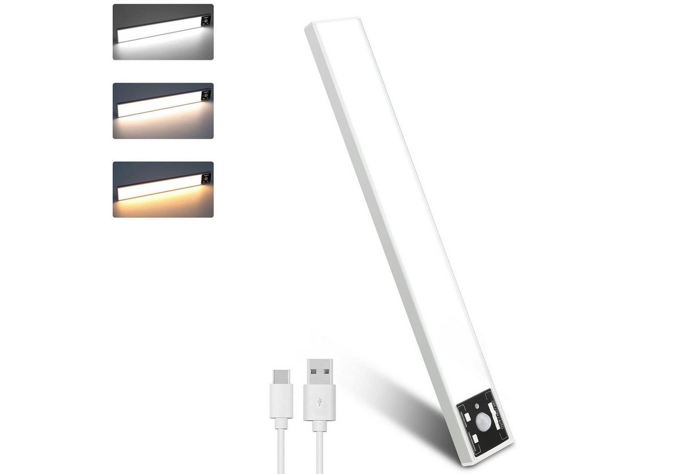 MUPOO LED Unterbauleuchte Led-Unterbauleuchte 78/120/172led Unterbauleuchte Magnetisch,Kabellos, 30cm, 3000K Warmweiß, 4500K Naturweiß, 6000K Kaltweiß, Wiederaufladbar,Bewegungssensor 20/30/40cm,3 Lichtfarben von MUPOO