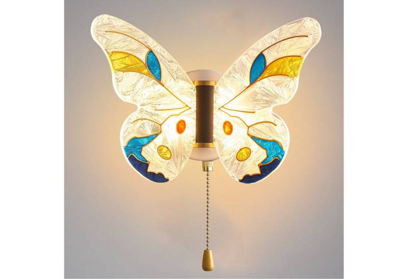 MUPOO LED Wandleuchte LED Wandleuchte Schmetterling dimmbar, Wandlampe mit Zugschalter, Mit Schalter, 3-Farben-Licht von MUPOO