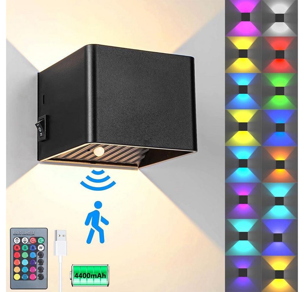 MUPOO LED Wandleuchte Wiederaufladbare Wandleuchte mit Bewegungsmelder RGB Dimmable,5W USB, Innen LED Wandlampe mit Remote MUPOO LED Wandleuchte Wiederaufladbare Wandleuchte mit Bewegungsmelder RGB Dimmable,5W USB, Innen LED Wandlampe mit Remote von MUPOO