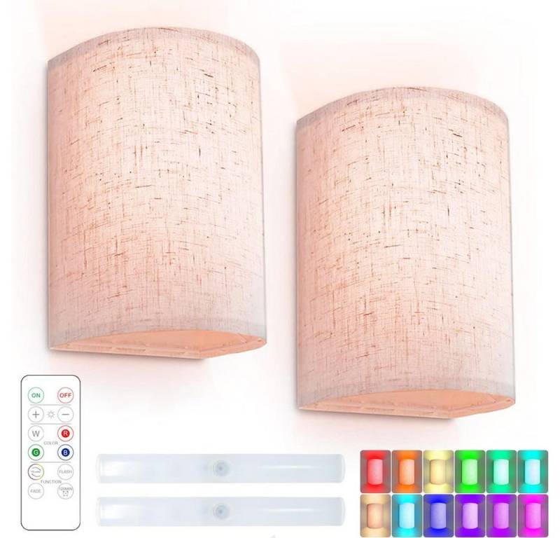 MUPOO LED Wandstrahler Retro RGB Wandleuchte 2 Stück LED-Lichtleiste mit 2 Lampenschirme, RGB, USB Wiederaufladbar, LED fest integriert, Timer&Dimmbar,mit Fernbedienung von MUPOO