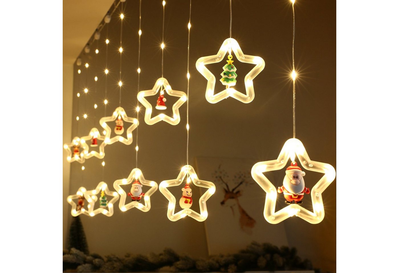 MUPOO Lichterkette LED-Lichterkette Fenster LED Lichtervorhang Fenster Weihnachten Innen, 8 Modi Regenlichterkette mit Fernbedienung Weihnachtsdeko MUPOO Lichterkette LED-Lichterkette Fenster LED Lichtervorhang Fenster Weihnachten Innen, 8 Modi Regenlichterkette mit Fernbedienung Weihnachtsdeko von MUPOO