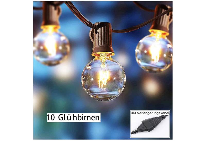 MUPOO Lichterkette Lichterkette G40 Glühbirnen E12 Warmweiß Außen, 3M-Verlängerungskabel, 3.2M/8.2M/9.8M/16.4M von MUPOO