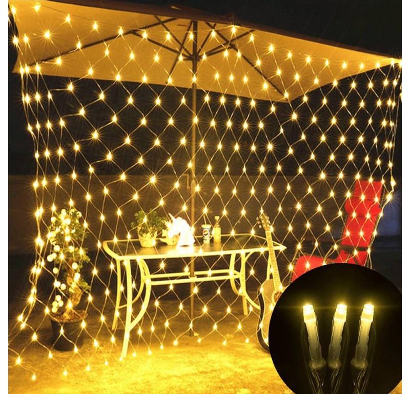 MUPOO Lichterkette LED-Lichtnetz 96/144/200/320/880LEDs LED-Lichterkette 8Modi 220V, LED-Lichtervorhang 1.5X1.5/2X2/3X2/6x4M LED-Netzlicht Wasser von MUPOO