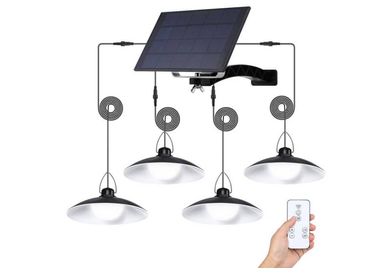 MUPOO Pendelleuchte Solar Hängelampen für Außen,Solar Pendelleuchte mit Fernbedienung, 4 Kopf Solar Pendelleuchte mit Fernbedienung, IP65 Wasserdicht Solar Hängeleuchte Outdoor Dimmbar Timer von MUPOO