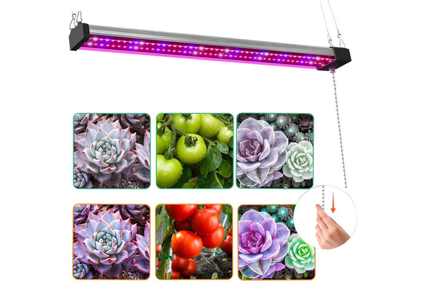 MUPOO Pflanzenlampe Grow Lampe Vollspektrum, Zugkettenschalter LED Pflanzen Wachstumslampe, 50 cm-96 LEDs, Durchgängig Erweiterbar von MUPOO