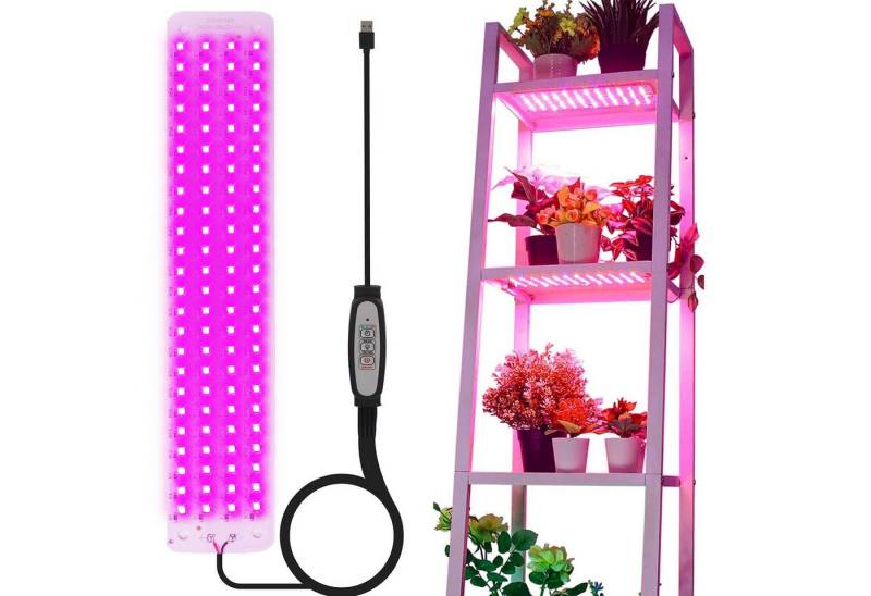 MUPOO Pflanzenlampe Vollspektrum/Sonnenlicht/Pink-Violette LED-Wachstumslicht, USB, Timer, Pink-violette Modell, 1 Panel, LED fest integriert, Dünnes Pflanzenlampe, 96LEDs Dimmbare von MUPOO
