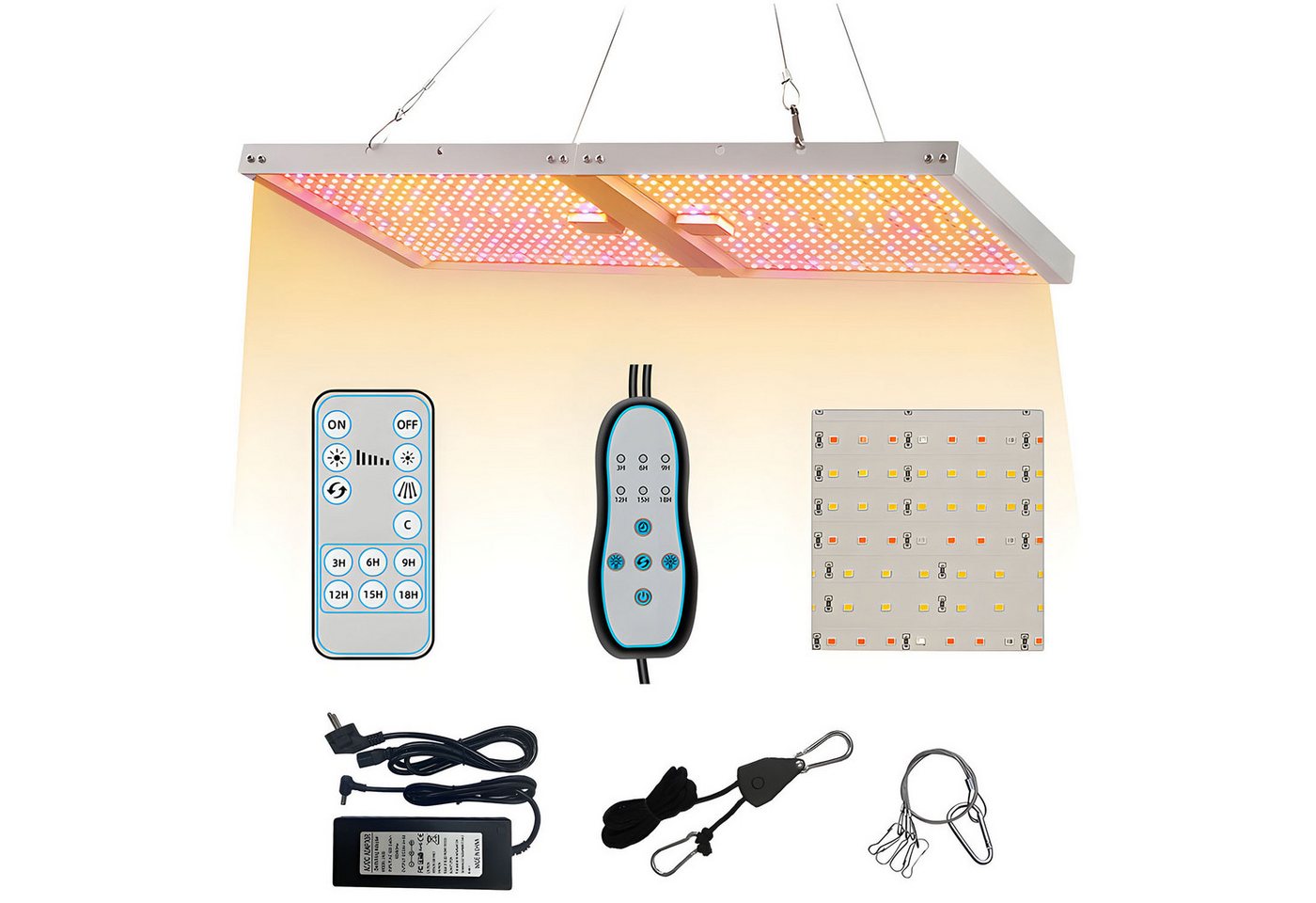 MUPOO Pflanzenlampe Vollspektrum 728 LED Pflanzenwachstumslicht Faltbare Wachstumslampe, 476 Warmweiß, 180 Rot, 72 Blau, 120W mit Fernbedienung,Timer,10-Stufige Helligkeit von MUPOO
