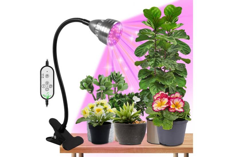 MUPOO Pflanzenlampe Vollspektrum Wachstumslampen Auto Timer,USB Grow Lamp,Clip on, 1 Köpfe, 5 Stufen Dimmbar für Zimmerpflanzen,Sonnenlicht von MUPOO