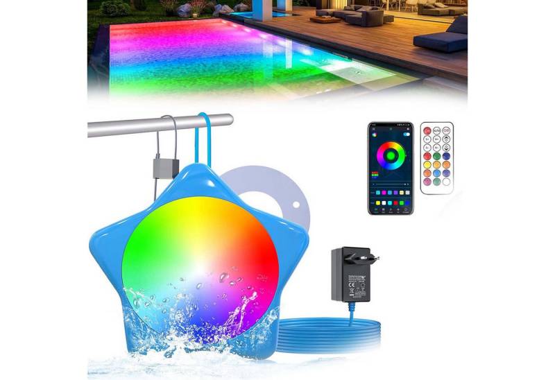 MUPOO Pool-Lampe Poollicht Unterwasser Sternform 20W RGB Smart LED Teichbeleuchtung, APP & Fernbedienung, LED fest integriert, Music Sync, IP68 Magnet Tauchbare Pool Beleuchtungen von MUPOO