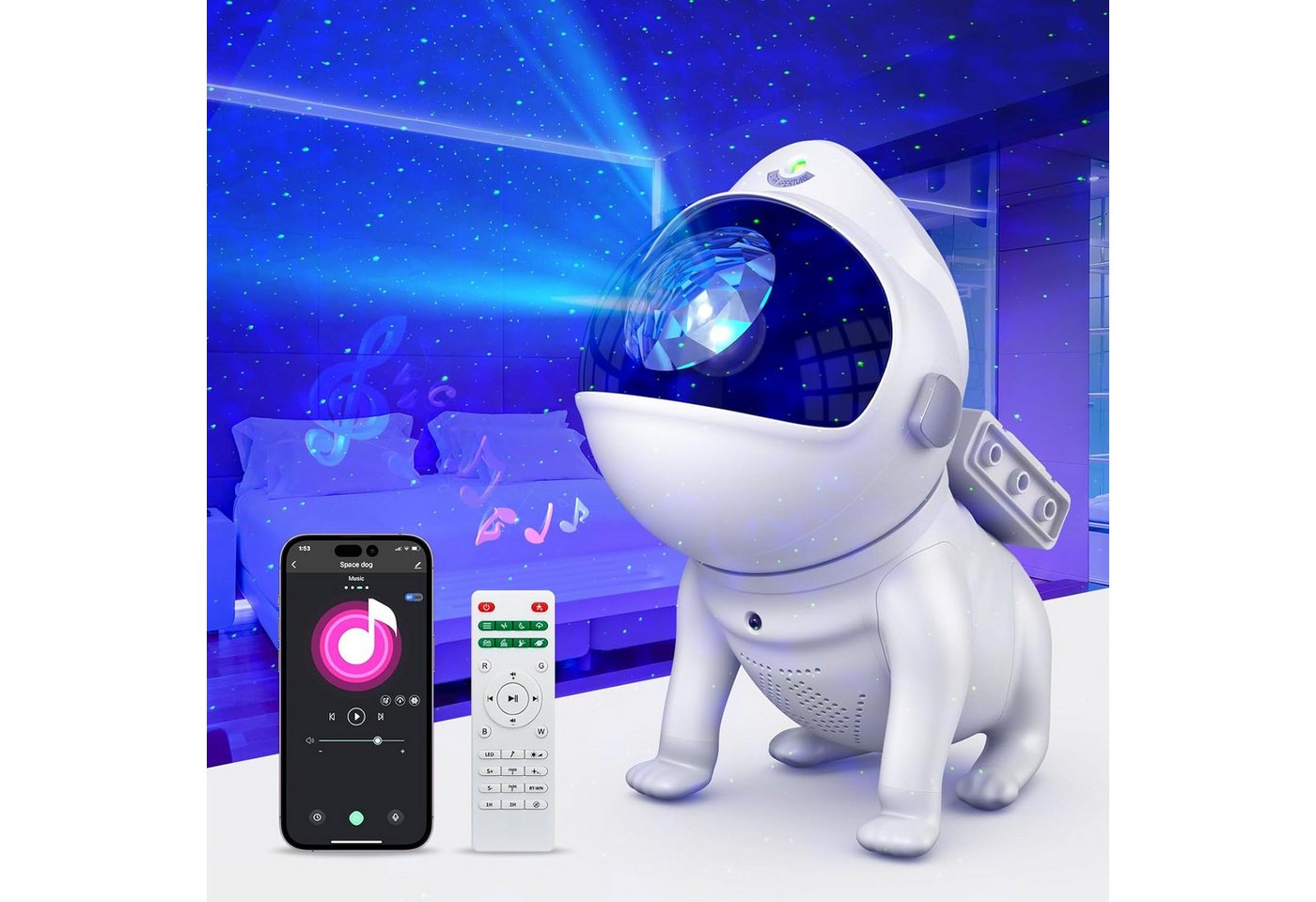 MUPOO Projektionslampe LED Sternenhimmel Projektor,Sternenprojektor Space Dog Projektor, Galaxie-Nachtlicht MUPOO Projektionslampe LED Sternenhimmel Projektor,Sternenprojektor Space Dog Projektor, Galaxie-Nachtlicht von MUPOO