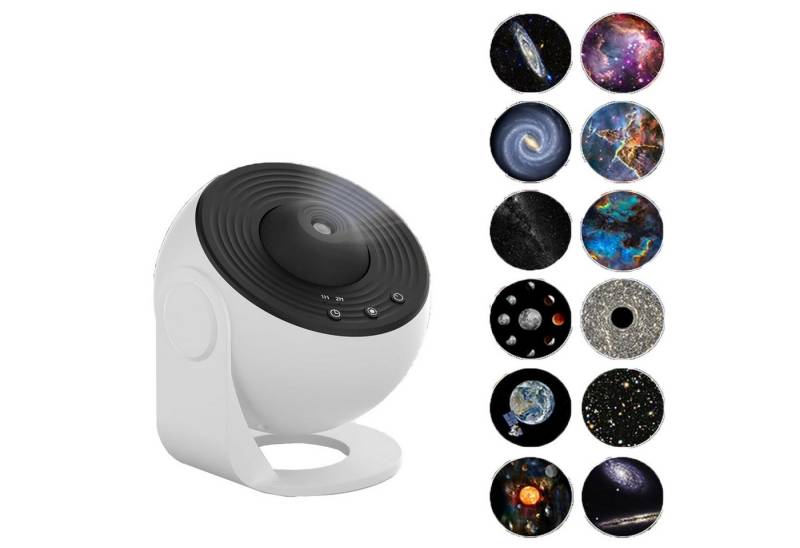 MUPOO Projektionslampe Planetarium Sternenhimmelprojektor 13-in-1 Galaxy 360°Drehen, Timer, USB, Weiß, LED fest integriert, Nebelprojektor Lampe Nachtlicht, Galaxy von MUPOO