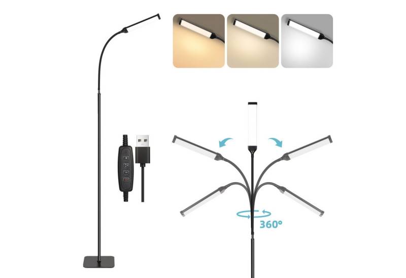 MUPOO Stehlampe LED Stehlampe Dimmbar,Stehleuchte Wohnzimmer, Helligkeit und Farbtemperatur Einstellbar + Höhenverstellbare, mit 3 Farbtemperaturen von MUPOO