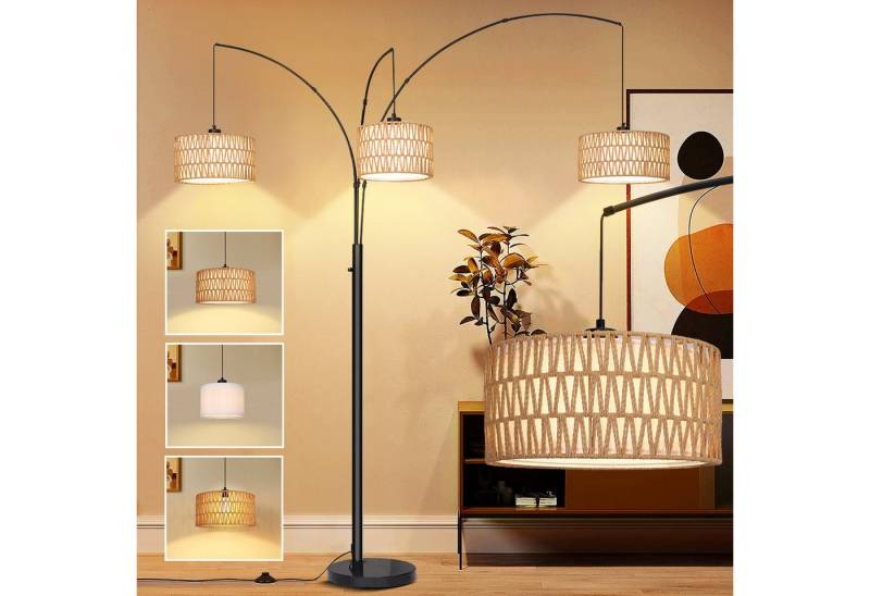 MUPOO Stehlampe LED Stehleuchte Dimmbar,3 Lichter Bogen Stehleuchten, Hängen, Moderne 196cm Stehlampe mit 3 LED Birnen von MUPOO