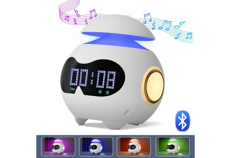 MUPOO Wecker Tischleuchte Bluetooth Musik-Sync Emotion TageslichtWecker Nachtlicht LED Nachttischlampe Clock Wecker für Schlafzimmer und Wohnzimmer von MUPOO