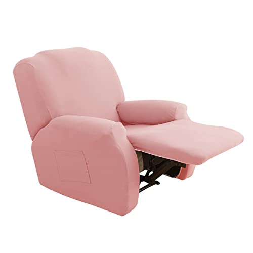 MUPOO Ruhesessel Couchbezug,Stretch Relaxsesselbezüge Sofabezug Bezüge Mit Seitentasche(4 Stück Rosa) von MUPOO
