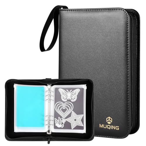 MUQING Magnetbögen für gestanzte Aufbewahrung mit Formbeutel und Ordner, Stempel- und Stanzschablonenaufbewahrung, Gummi-Magnetblätter mit 12 selbstdichtenden Taschen (0,8 mm Dicke), 12 Stück von MUQING