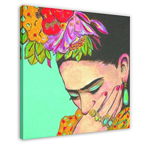 MURABE Frida Kahlo Leinwand-Poster, Wandkunst, Dekordruck, Bild, Gemälde für Wohnzimmer, Schlafzimmer, Dekoration, Rahmenstil, 30 x 30 cm von MURABE
