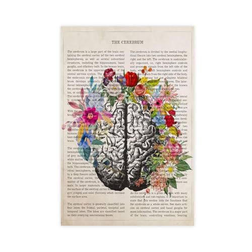 MURABE Leinwand-Poster, Motiv: Cerebrum Flower Anatomy, Retro, Wandkunst, Dekor, Bild, Gemälde für Wohnzimmer, Schlafzimmer, Dekoration, ungerahmt, 60 x 90 cm von MURABE
