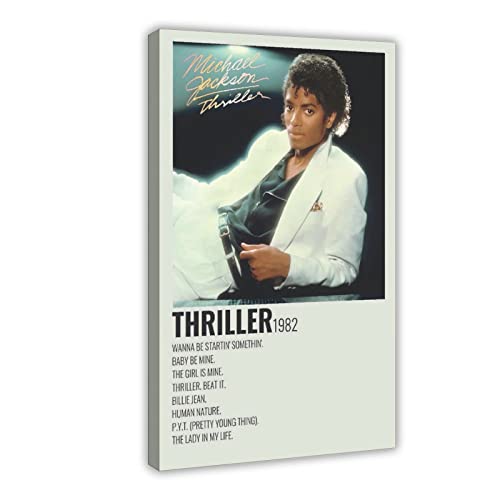 MURABE Michael Jackson Thriller Album Cover Leinwand Poster Schlafzimmer Dekor Sport Landschaft Büro Zimmer Dekor Geschenk Rahmen-Stil 40 x 60 cm von MURABE