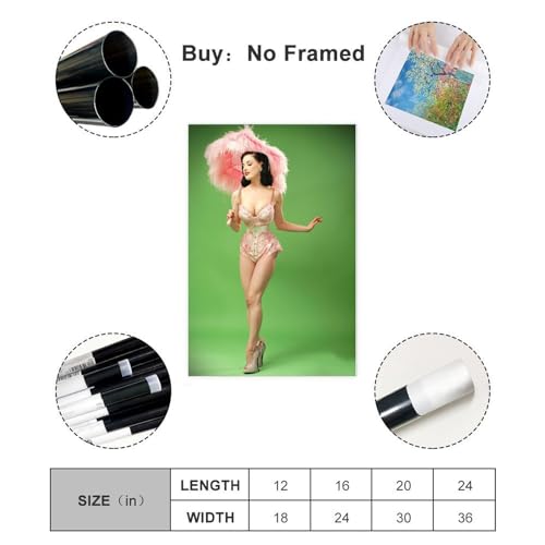 MURABE Schauspielerin Dita Von Teese 7 Leinwand-Poster, Wandkunst, Dekor, Bild, Gemälde für Wohnzimmer, Schlafzimmer, Dekoration, ungerahmt, 40 x 60 cm von MURABE