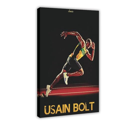 MURABE Sportposter Usain Bolt Leinwand Poster Schlafzimmer Dekor Sport Landschaft Büro Zimmer Dekor Geschenk Rahmenstil 50 x 75 cm von MURABE