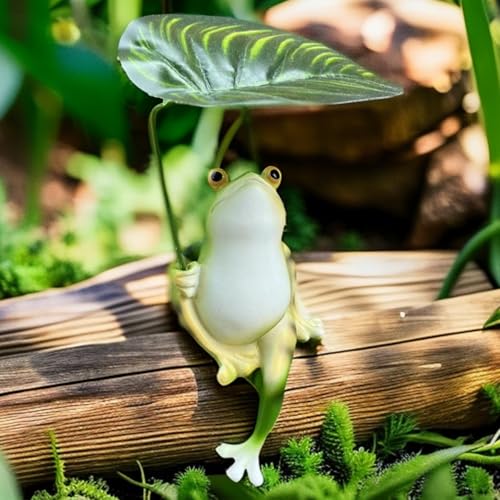 MURISE Garten Deko Frosch Figuren, Frosch Für Miniteich Deko, Gartenfiguren Draußen, Harz Frosch Statue für Miniteich Terrassenteich Zinkwannen Solarbrunnen Garten Balkon Bauernhof von MURISE