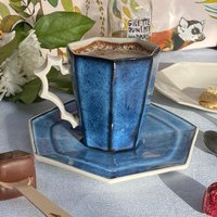 Meteorit Blau Kaffee Latte Tasse Mit Untertasse von MURUCeramics