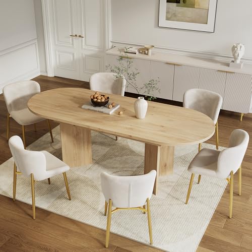 MURUL Ausziehbarer Esstisch 120/160 * 80 cm Für 4–6 Personen, Abgerundete Ecken, Verdickte Tischplatte, Einfache Stil Eichenfarbe von MURUL