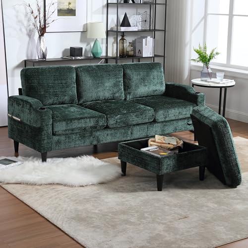MURUL Elegantes Sofa mit Hocker & Stauraum – 4-Sitzer mit bequemen Armlehnen, Getränkehalter, Seitentaschen & robusten Kunststofffüßen, Samtbezug für hautfreundlichen Komfort MURUL Elegantes Sofa mit Hocker & Stauraum – 4-Sitzer mit bequemen Armlehnen, Getränkehalter, Seitentaschen & robusten Kunststofffüßen, Samtbezug für hautfreundlichen Komfort von MURUL