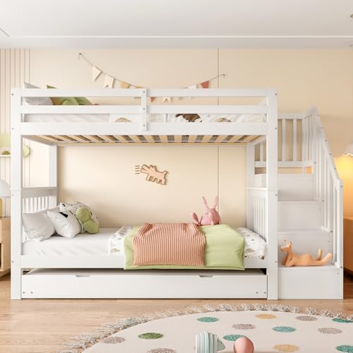 MURUL Etagenbett 90 * 200cm Treppenregal ausgestattet mit ausziehbares Rollbett hohe Geländer EN747-1 Zertifiziert weiß MURUL Etagenbett 90 * 200cm Treppenregal ausgestattet mit ausziehbares Rollbett hohe Geländer EN747-1 Zertifiziert weiß von MURUL