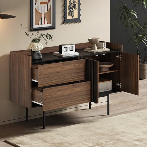 MURUL Moderne Minimalistische Sideboard mit 2 Schubladen und verstellbarem Regal, ideal für Wohnzimmer und Esszimmer MURUL Moderne Minimalistische Sideboard mit 2 Schubladen und verstellbarem Regal, ideal für Wohnzimmer und Esszimmer von MURUL