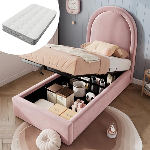 Polsterbett Kinderbett Rosa Samt 90 x 200 cm Mit Matratze für Jungen & Mädchen Polsterbett Kinderbett Rosa Samt 90 x 200 cm Mit Matratze für Jungen & Mädchen von MURUL