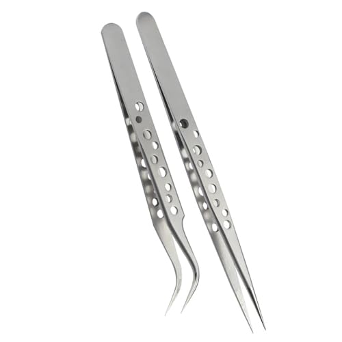 2-teiliges funktionelles Edelstahl-Pinzetten-Set mit komfortablem Griff für Hobbyisten und den täglichen Gebrauch, rostbeständige Pinzette von MURYE
